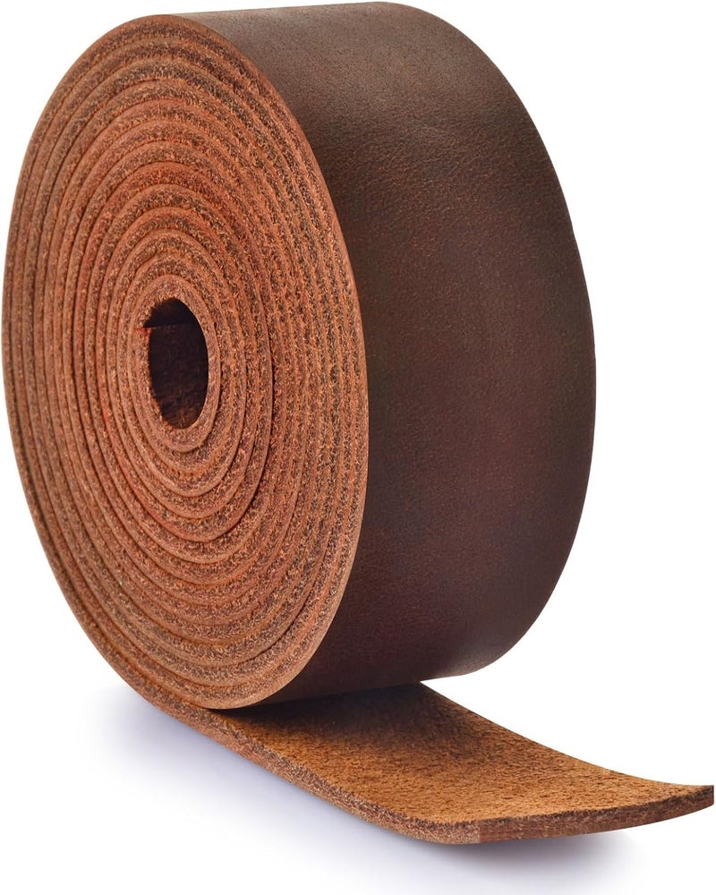 TeeLiy Leather Strap 1 Inches Wide Flat Leather Straps for Crafts, Full Grain Oil Tan Leather Strips for Crafts, Tooling, Belt, Garden Tools (2mm Thick 72 Inches Long Dark Brown) - Image 2